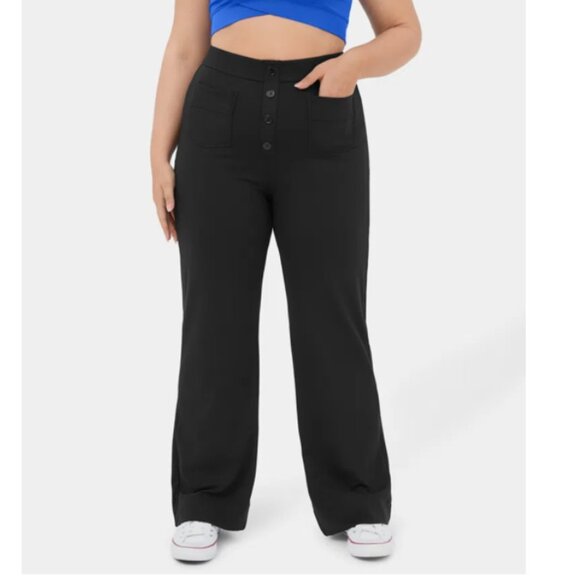 HALARA Pants - HALARA High Waisted Button Straight Leg Pants in Black Size 3X NWT $55
